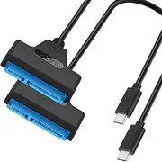 Tunghey SATA to USB C 3.1 Adapter Cable for 2.5 inch Hard Drive HDD/SSD Data Transfer, External Hard Drive Converter Support UASP (USBC-2PACK)