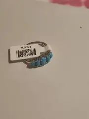 Blue Sleeping Beauty Turquoise Rhodium over Sterling Silver NCH158 Size 6
