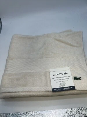 LACOSTE Light Beige Anti-Microbial Supima Cotton Bath Towel 30 x 54 inches