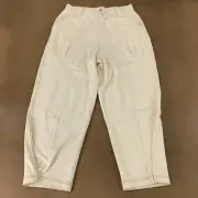 ASOS Design Womens Size 8 Cream Brown Top Stitch Jersey Twill Clean Peg Pant NWT