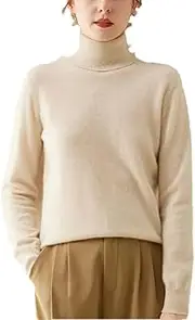 [Hamthuit] Women Long Sleeve Ribbed Fitted Turtleneck Sweater Turtleneck Casual Outwears Knitted Pullovers