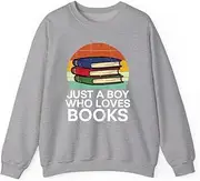 [X.Style] Just A Boy Who Loves Books Read Reading Librarian Kids ds033 Sweater Grey L