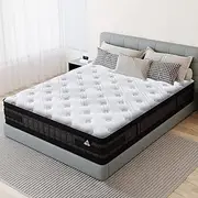 STARRY EUCALYPT Cool Gel Memory Foam Mattress SyncCoil 7-Zone Pocket Spring 36cm Thickness, Medium Firm Euro Top Bed Mattress with Enhanced Edge Support and Airflow Design,Athena White, Double Size