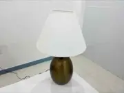 Table Lamp Shade Fabric Antique Raw Brass Base Tables Lamps Lights 20" Home Deco