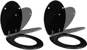 Toilet Seats with Soft Close Lids 2 pcs MDF Black Hardware Accessories
