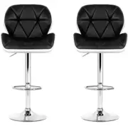 Artiss Black And White Gaslift Swivel Barstool With Rhombus Motif 2 Pack New