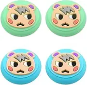 Marshal Design Thumb Grip Caps, Joystick Cap Compatible with Switch & Lite Animal Crossing, Soft Silicone case for Joy-Con Controller(Green & Blue)