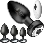 Plug Vibrating Butt Plug - Sex Toys Trainer 3PCS Silicone Jeweled Butt Plugs and 1PCS Remote Control 9 Vibration Modes Plug Adult Toys