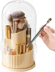 GkgWuxf Makeup Brush Holder | Lipstick Storage Box,360 Degree Rotating Storage Containers Dustproof with Lid for Cosmetics Brushes Travel Bathroom Desk Dresser