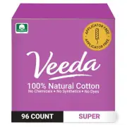 Veeda 100% Natural Cotton Tampons Super Absorbency - Applicator Free Tampons ...