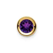 14K Yellow Gold 5mm Amethyst bezel pendant
