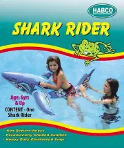 HABCO 237 INFLATABLE SHARK RIDER RIDE ON TOY FLOATING FLOAT SWIMMING SWIM POOL