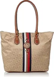 [Tommy Hilfiger] Travel Tote Bag for Women Jaden, KHAKI TONAL/COGNAC