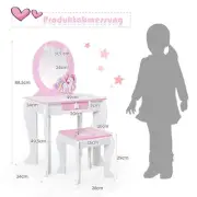 Kids Vanity & Desk Set with Mirror and Stool - Pink & White, for Ages 3+