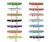 P302 2X 25cm PU Leather Cat Leash Pet Dog Collar Pet Collar with DIY Bell