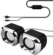 Angoily 2-Pack Computer Speakers Portable for Desktop Pc Stereo Sound Black Easy Volume Control
