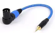 ROBAUN Colorful Right Angle XLR 3Pin Male/Female Plug to 3.5mm 1/8inch Stereo Male Jack Connector for Microphone Speaker 0.3-15M(Blue-M,1m)