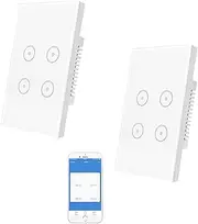 [UseeLink] Zigbee Smart Light Switch, Zigbee Light Switch, Touch Smart Wall Switch, Touch Panel Light Switch, Compatible with Alexa/Googlee,Requires Neutral Wire, Requires a hub (4Way 2 Pack)