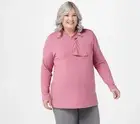 Cuddl Duds Brushed Knit Scarf Neck Tunic Top Mauve Pink XL A381709