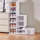 Transparent Foldable Shoe Box Plastic Shoe Rack Shoe Cabinet Household