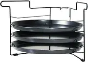 TOMVAES 3 Pack Pizza Tray Set, Pizza Trays with Holder, Non-Stick Pizza Pans for Oven, Easy to Bake 3 Pizzas or Cakes,11inch/28cm Round Pizza Baking Tray
