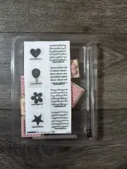 2004 Stampin' Up! 8 pc Mini Messages Two-Step wood mounted stamp set #2