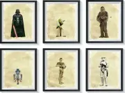 6 Inspirational STAR WARS Art Print Set Lot Nursery, Bedroom, Playroom ++