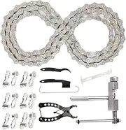Bicycles Chain,Single Speed Bike Chain Kit - Replacement Link Quick Release Security Heavy Duty Cycling Accessories for Kids Dirt Patio Adult Cruiser Motorcycle Beach
