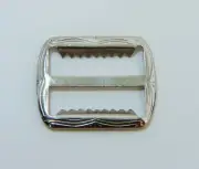 Qty (10) Silver tone Bag Pack Nylon Strap Fixed Bar Slide Buckle w/ Grip Teeth