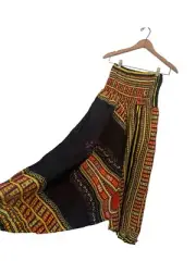 NWT Karan Ethnic Tribal Yellow Purple Black White Harem Pants - Sz One Size O/S