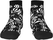 [pvinnk] Black White Striped Flowers Print Functionality Socksing Adult Socks For Workout Winter Warmth And Everyday Wear