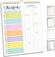 Decorably 52 Sheets Pastel Undated Magnetic Meal Planner Fridge, 8.5x11in Spring-Bound Weekly Meal Planner Notepad