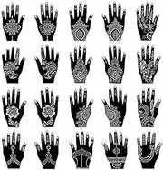 Henna Tattoo Stencil Kit/Temporary Tattoo Template Set of 20 Sheets, Indian Arabian Tattoo Stickers Mehndi Stencils Body Art Designs for Hands