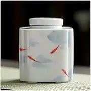 Chinese tea caddy,Ceramic jar, White Ceramic Airtight Lid Tea Canister for Loose Tea Spice Coffee Bean Tea Caddy Storage Ceramic Porcelain Jar for Tea Coffee Herb Spices Sugar, 100ML Loose Tea Storage