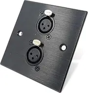 Brushed Aluminium Twin 3-Pin XLR Female Sockets D-Series Outlet Wall Faceplate – Durable Metal Plate for Audio, Amplifier, Microphone, Mixer, and Speaker Connections