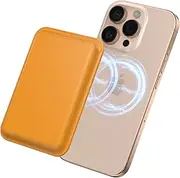 Vancle MagSafe Wallet - Magnetic Wallet Cell Phone Card Holder for iPhone 16 Series, RFID Leather Wallet Stick on Series of iPhone 15 14 13 12 Plus/Pro/Pro max & Devices, Stronger Magnetic - Yellow