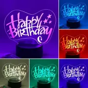 Happy Birthday D LED Illusion Table Night Lamp w/Remote & Free Shipping