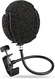 Professional Microphone Pop Filter Mask Shield For Blue Yeti and Any Other Microphone, Mic Dual Layered Wind Pop Screen With A Flexible 360° Gooseneck Clip Stabilizing Arm