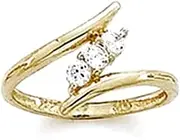 [JewelryWeb] 14k Yellow Gold Bypass CZ Simulated Diamond toe ring-toe ring for Women
