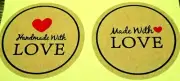 40-480 pcs Red Heart Kraft Paper 'Hand Made with Love' Label Sticker Seal Gift