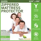 Zippered Queen Mattress Protector (8"-10" Depth) - Bed Bug Waterproof Mattres...