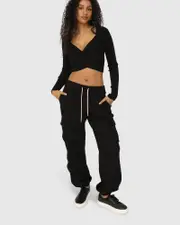 [Belle & Bloom] Perfect Match Cargo Trackpants - Black S