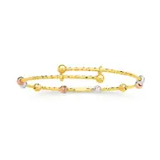 9ct Gold Tri Tone 40mm Beaded Expandable Baby Bangle