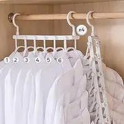 Space Saving Hangers - Magic Hangers - 4sets of 6-in1 Shirt Hangers Space Saver Magic Hanger - White Space Saving Multi Shirt Hangers. Multiple Clothes Organised on a Single Hanger
