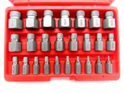 Multi-Spline Screw Extractor | 25pc Set Hex Head Bit Socket Wrench Bolt Remover