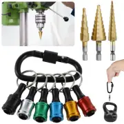 9Pcs 1/4" Hex Shank Screwdriver Bit Holder and Step Drill Bit Holder Keychain✧*