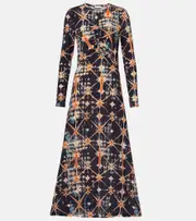 [Ulla Johnson] Ulla Johnson Naia ruched printed jersey midi dress AU 16 multicoloured