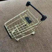 MINI Gold GROCERY SHOPPING CART Display Steel Metal /Tiered Tray Decor 5x4.75"
