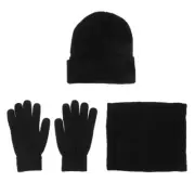 Windproof Hood Scarf Gloves Three-piece Set Men and Women Beanie Neck Warmer