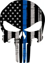 Punisher Thin Blue Line Flag Iron On Transfer-T-Shirt + Light & Dark Fabrics #2